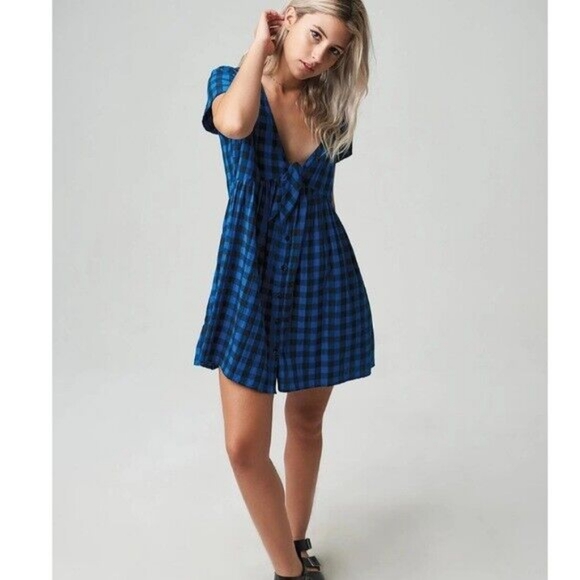 NWOT Volcom Buffalo Plaid Babydoll Dress - Picture 3 of 11